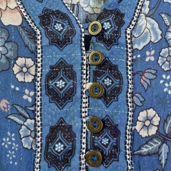 SPELL & THE GYPSY Dress Small Collective Zahara Maxi Boho Floral Metallic Thread - Picture 10 of 16